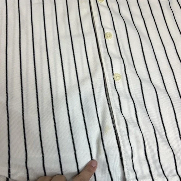 Sox Jersey Mens Medium White Black Baseball Pinstripe Button Front 18 Sleeveless - Picture 3 of 13